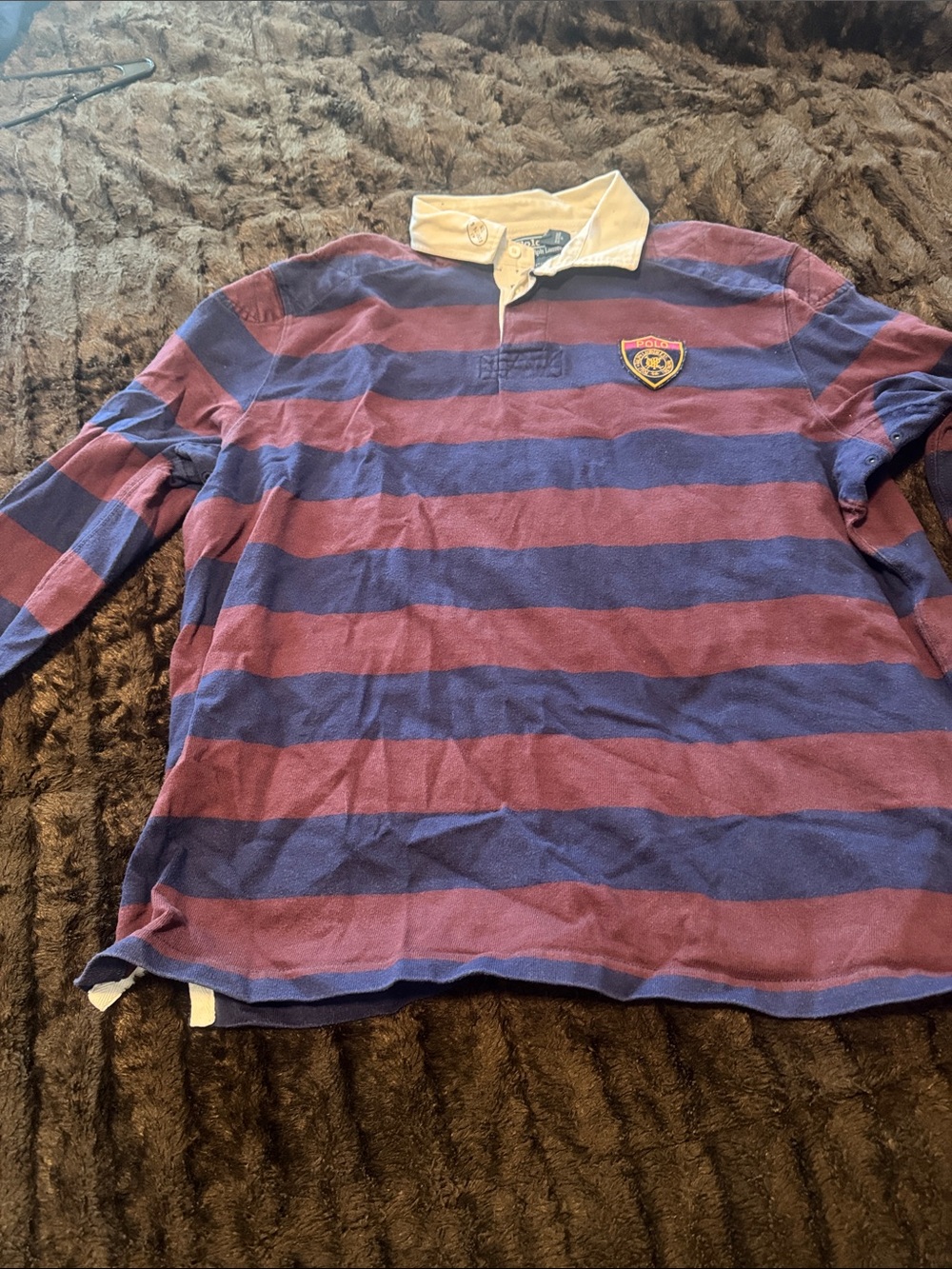 Polo by Ralph Lauren Purple and Navy Striped Rugby Polo